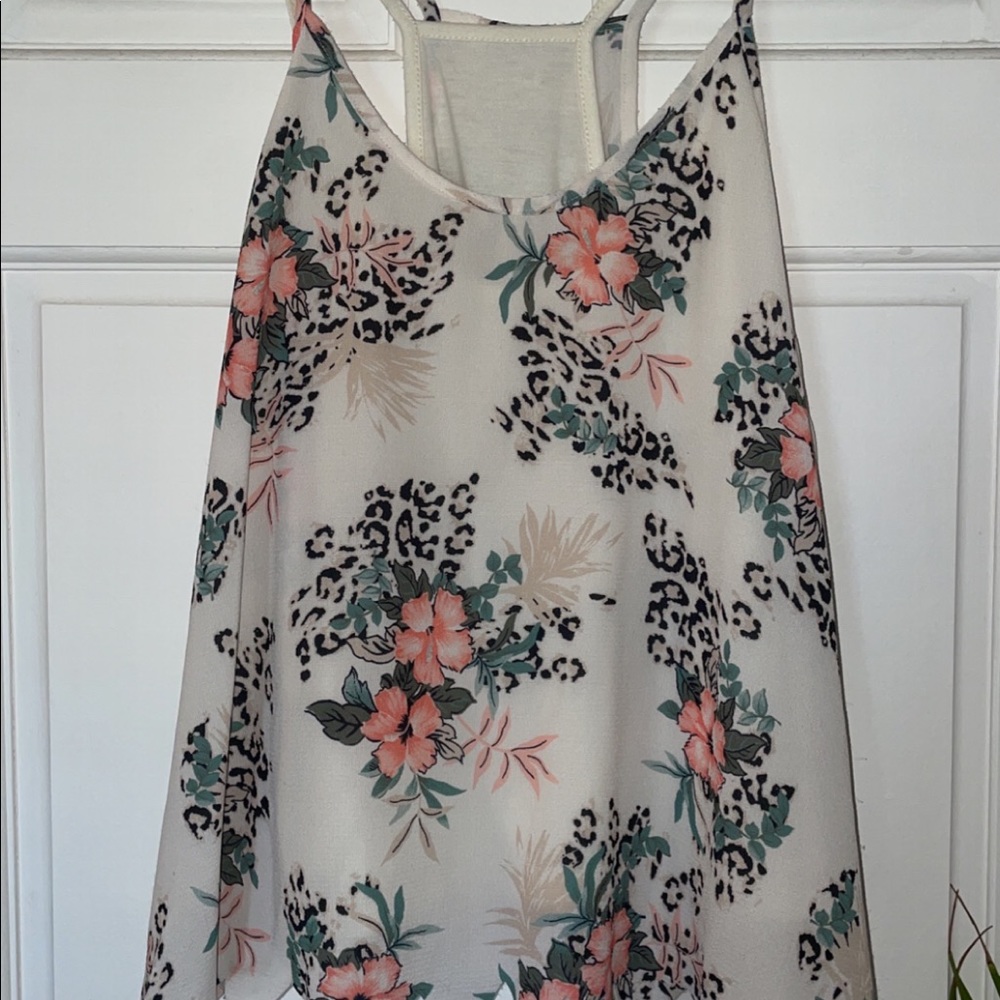 Layered Tank with flowers and leopard print